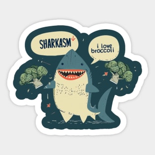 SHARKASM, I love Broccoli, vegan Sticker